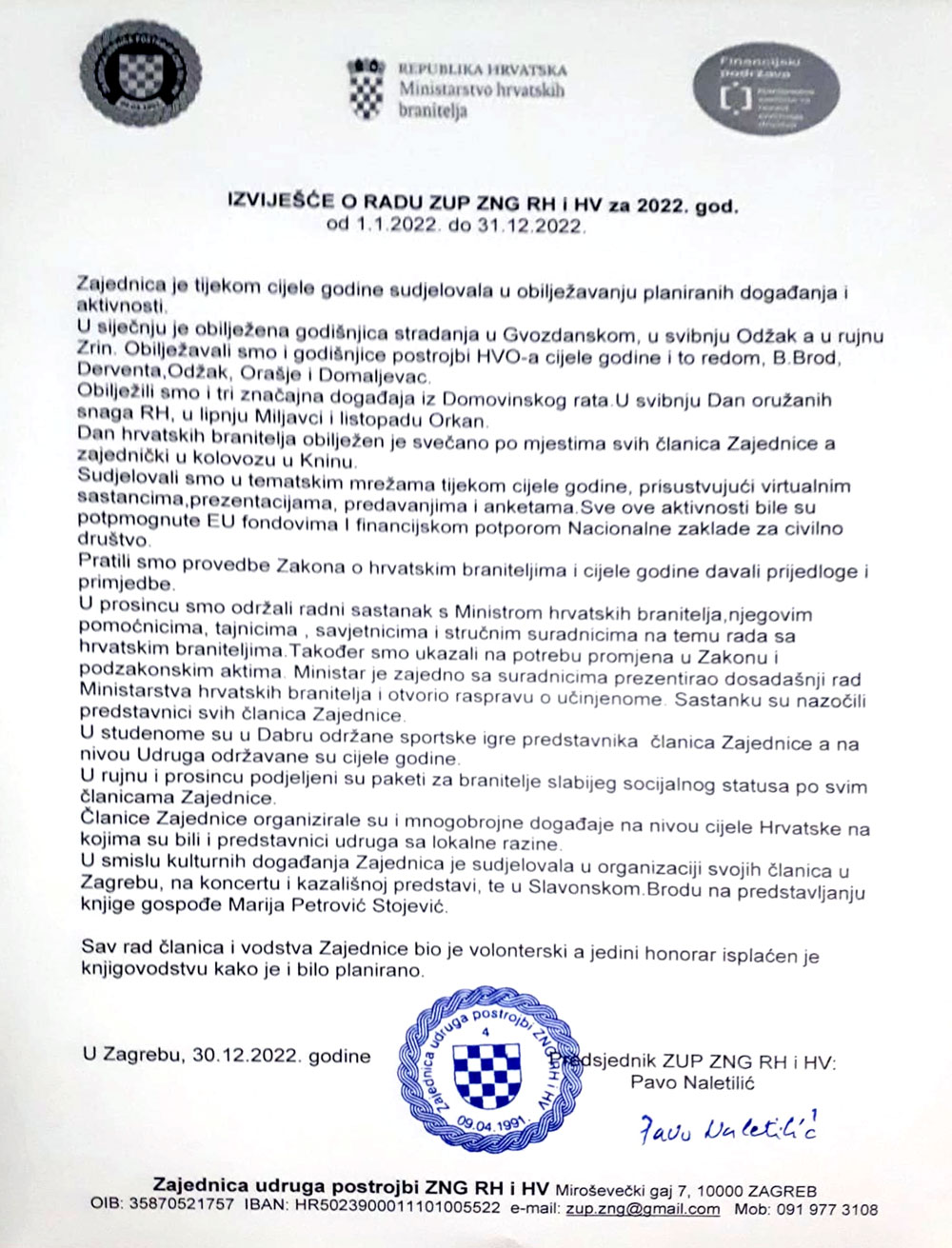 Izvjesce o radu 2022